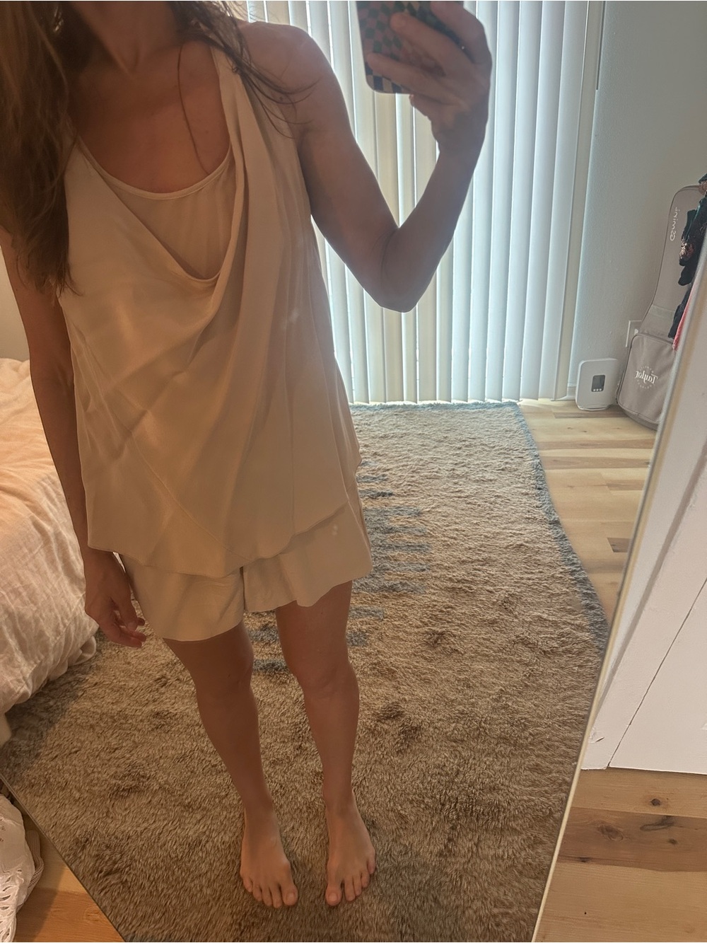 Thakoon Silk Cream Draped Cowl-Neck Romper
